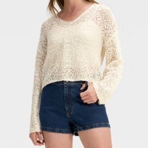 Universal Thread Women's Open Stitch V-Neck Pullover Sweater
